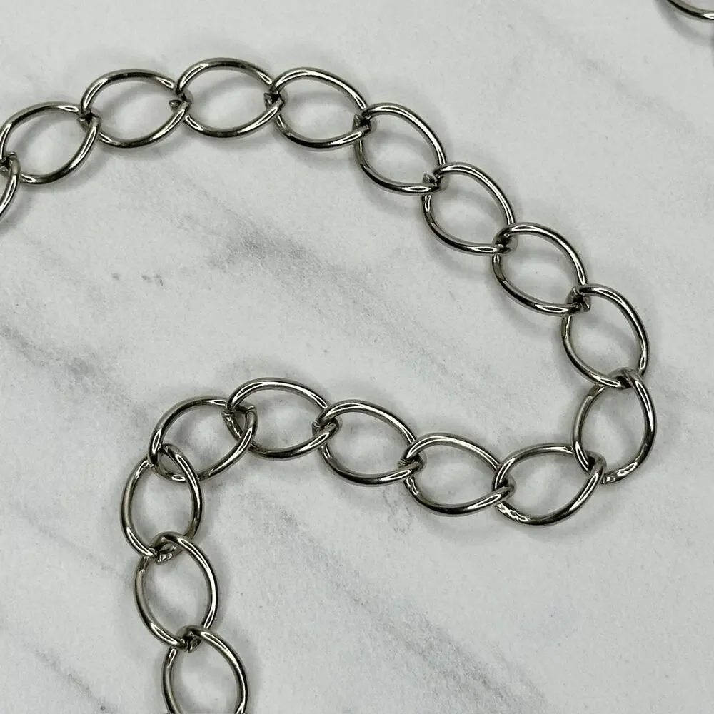 George Washington Coin Charm Silver Tone Metal Chain Link Belt One Size (OS) ✨
